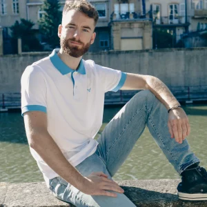 Polo Bleu Ciel et Blanc