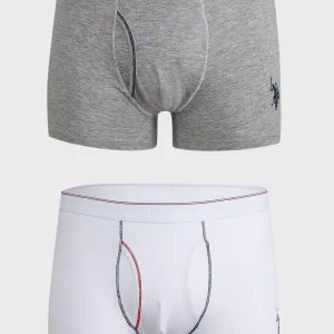 LOT DE 02 BOXERS HOMME STRETCH BRIEF - 80093-BLANC-GRIS MELANGE