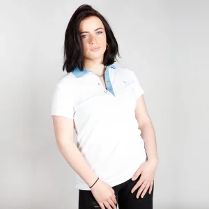 Polo Femmes Bleu Ciel et Blanc