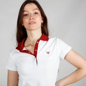 Polo bicolore Grenat Blanc pour Femmes