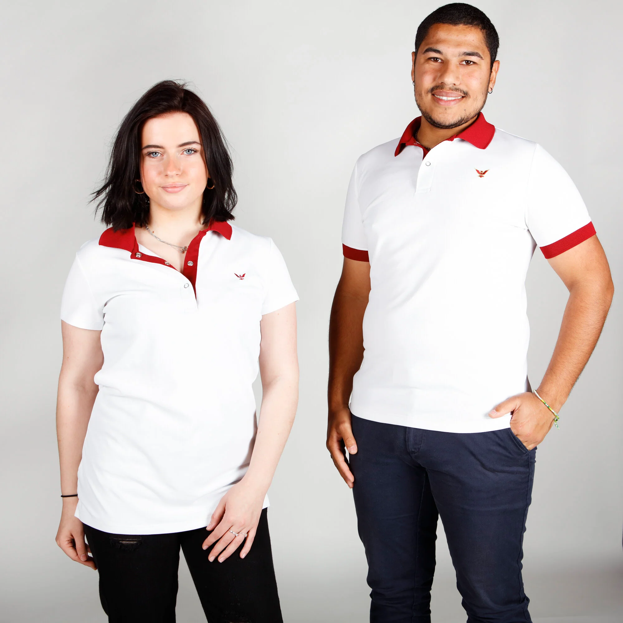 Polo bicolore Grenat Blanc pour Femmes – Image 4