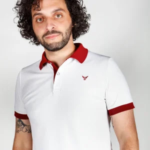 Polo bicolore Grenat Blanc pour Hommes