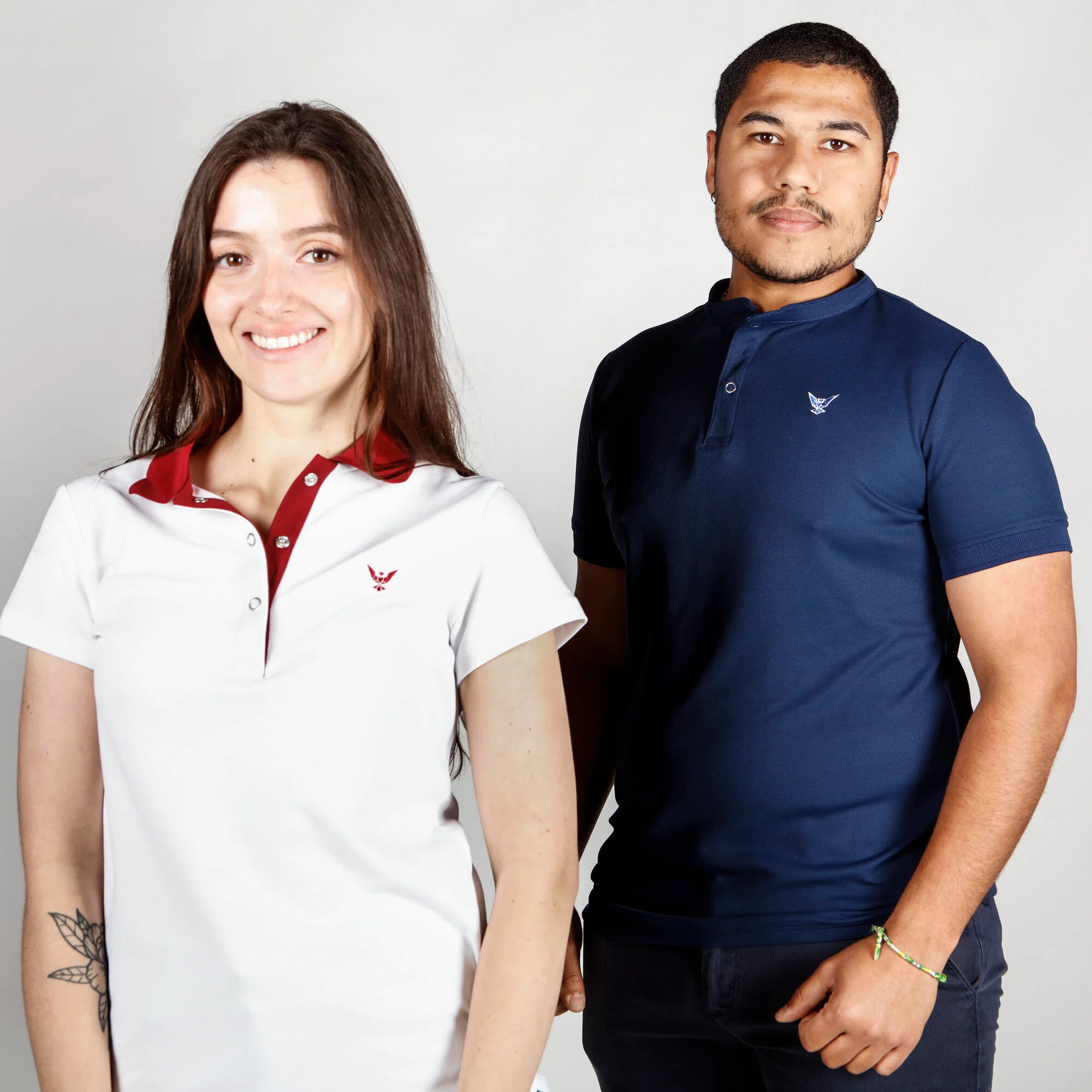 Polo bicolore Grenat Blanc pour Femmes – Image 7