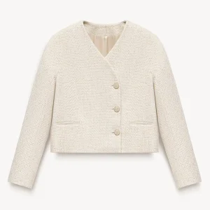 Blazer raccourci en tweed avec lurex