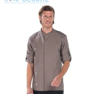 Veste de cuisine homme manches longues transformables en polyester et coton 2 poches - LUIGI REMI CONFECTION