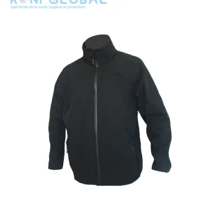 Blouson de travail noir Softshell, micro polaire, imperméable et respirant, en polyester/élasthanne 5 poches - BLOUSON SOFTSHELL GILBERT NOIR PBV