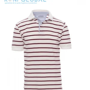 Polo de travail homme manches courtes, à rayures, coupe droite en coton - SHEFFIELD PAYPER