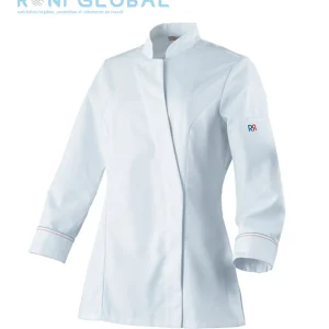 Veste de cuisine femme blanche manches longues en polyester/coton 1 poche - ALPILLES ROBUR