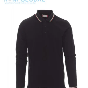 Polo de travail unisexe manches longues avec col et poignets tricolores, coupe droite en coton - AVIAZIONE PAYPER