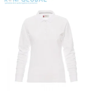 Polo de travail femme manches longues, coupe droite en coton - FLORENCE LADY PAYPER