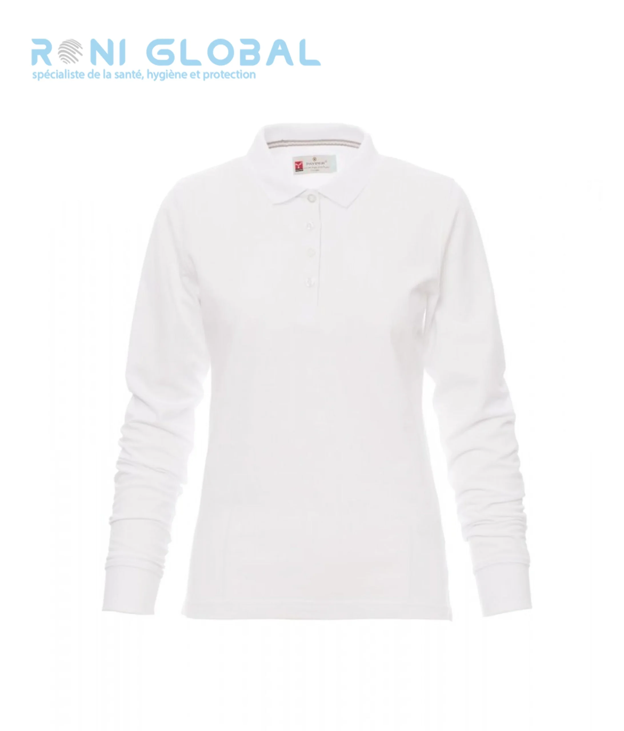 Polo de travail femme manches longues, coupe droite en coton - FLORENCE LADY PAYPER