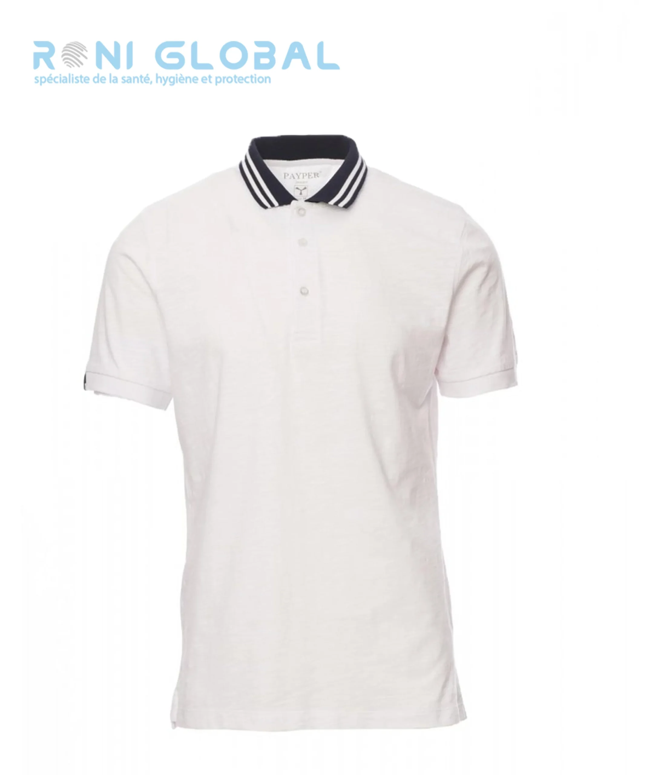 Polo de travail homme manches courtes avec rayures fluorescentes sur col, coupe droite en coton - NAUTIC PAYPER – Image 2