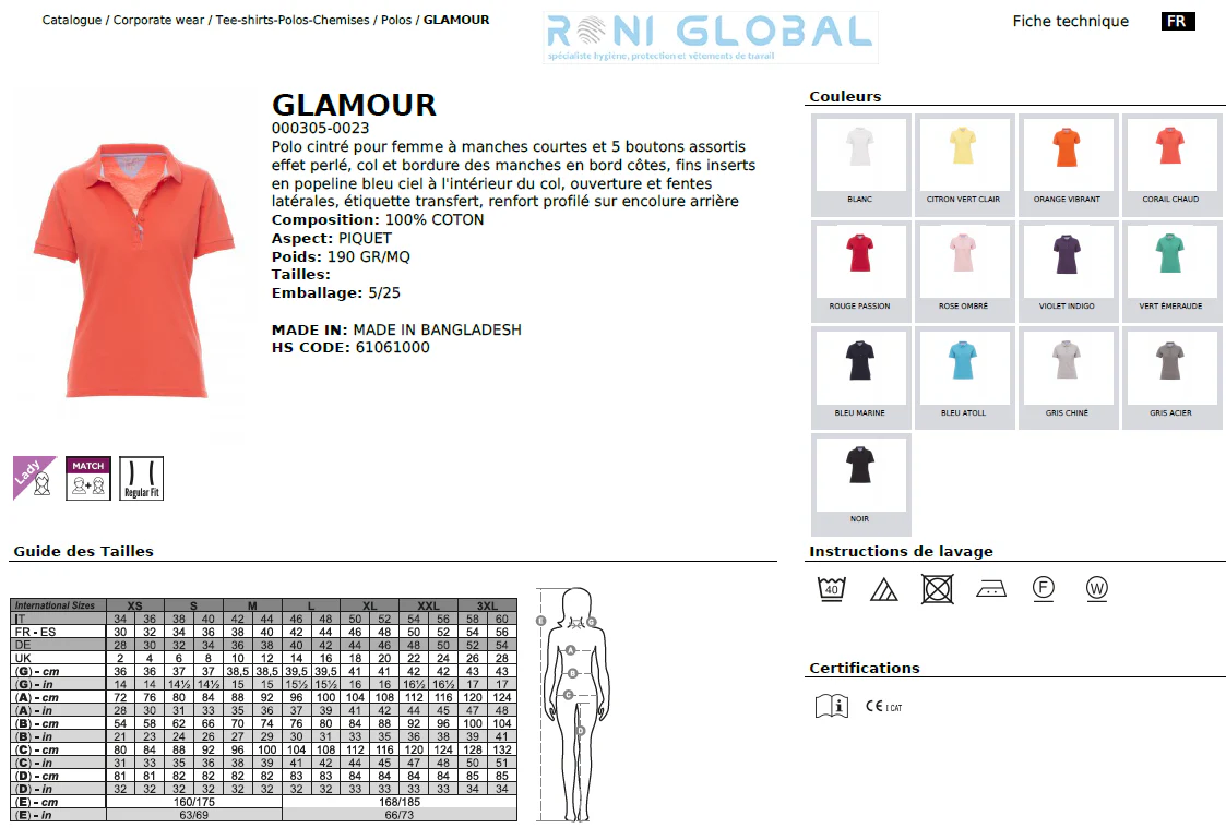 Polo de travail femme manches courtes, coupe droite en coton - GLAMOUR PAYPER – Image 9