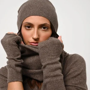 SERRE mitaines taupe chiné 100% cachemire