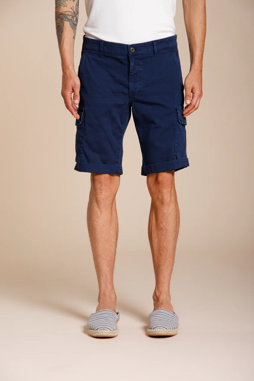 Chile bermuda cargo uomo in raso stretch slim fit ①