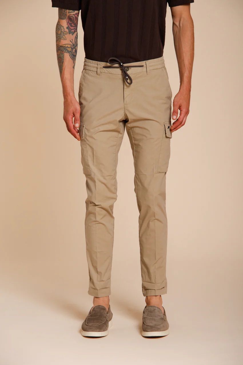 Chile Jogger pantalone cargo uomo in tela paracadute lyocell e cotone extra slim fit