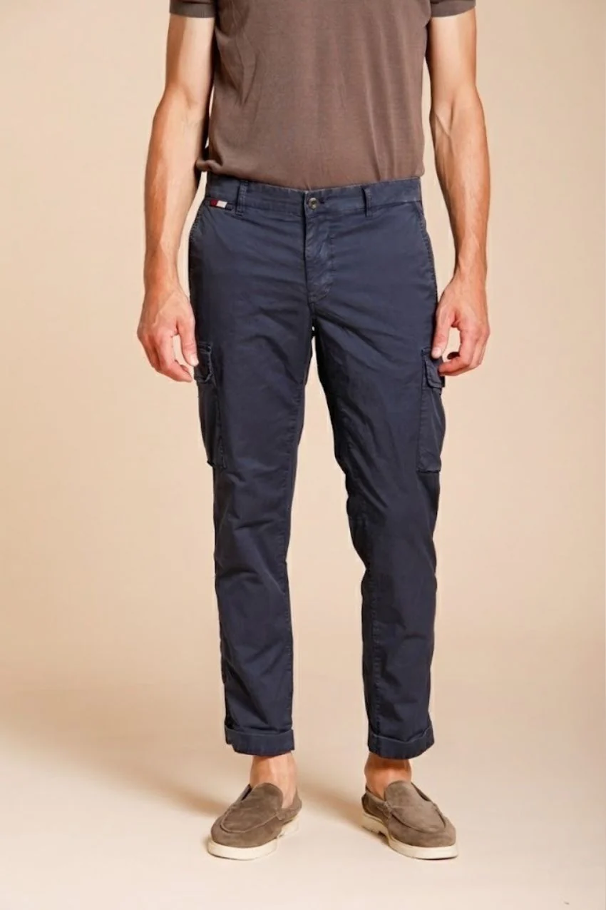 Chile pantalone cargo uomo in gabardina stretch regular fit