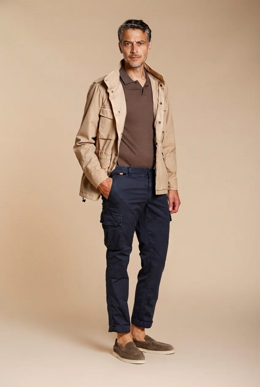 Chile pantalone cargo uomo in gabardina stretch regular fit – Image 5