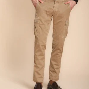 Chile pantalone cargo uomo in gabardina extra slim fit ①