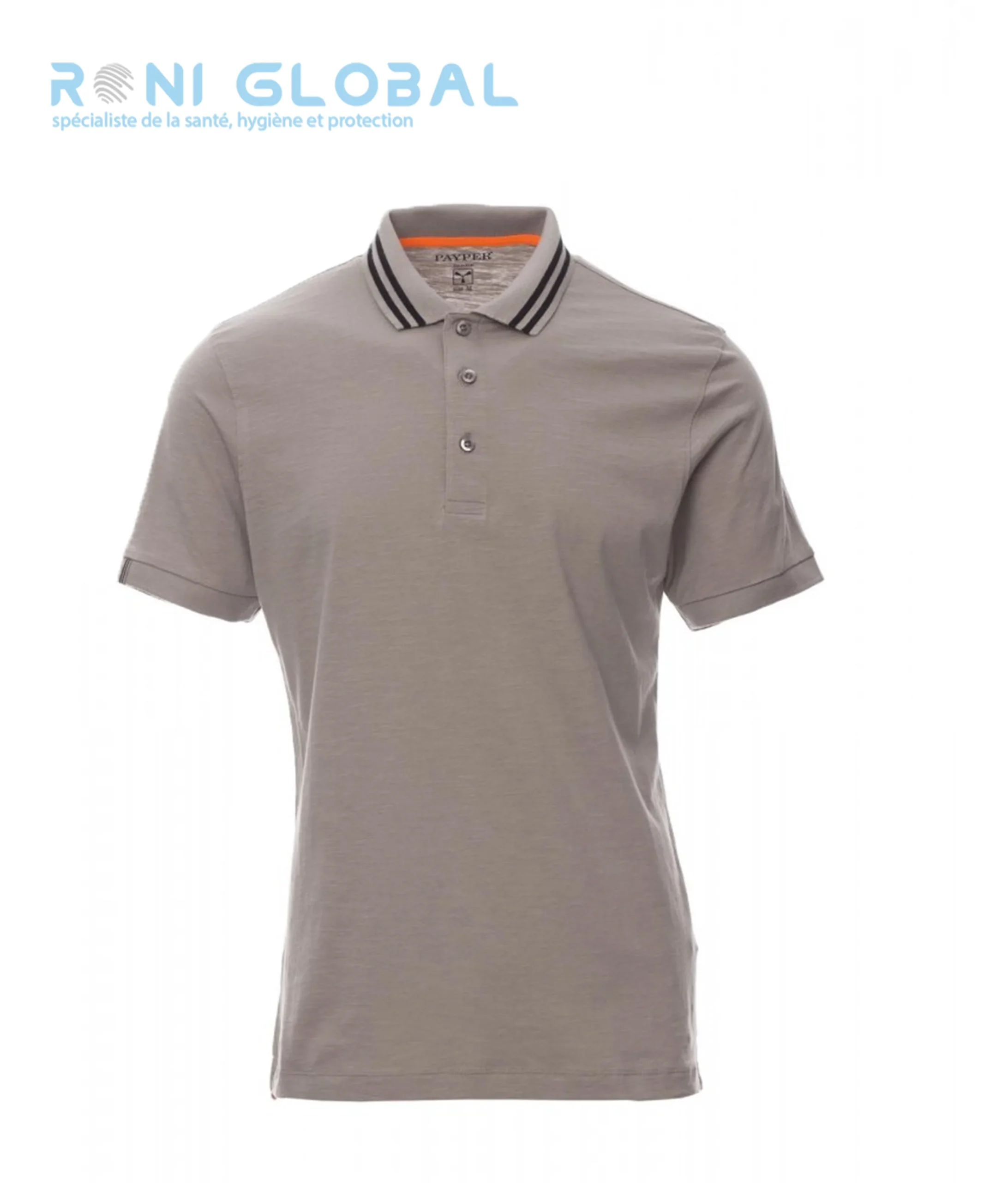 Polo de travail homme manches courtes avec rayures fluorescentes sur col, coupe droite en coton - NAUTIC PAYPER – Image 3