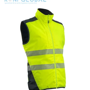 Gilet de sécurité haute visibilité, imperméable et réversible en polyester enduit polyuréthane 5 poches CLASS 2 - YORU COVERGUARD