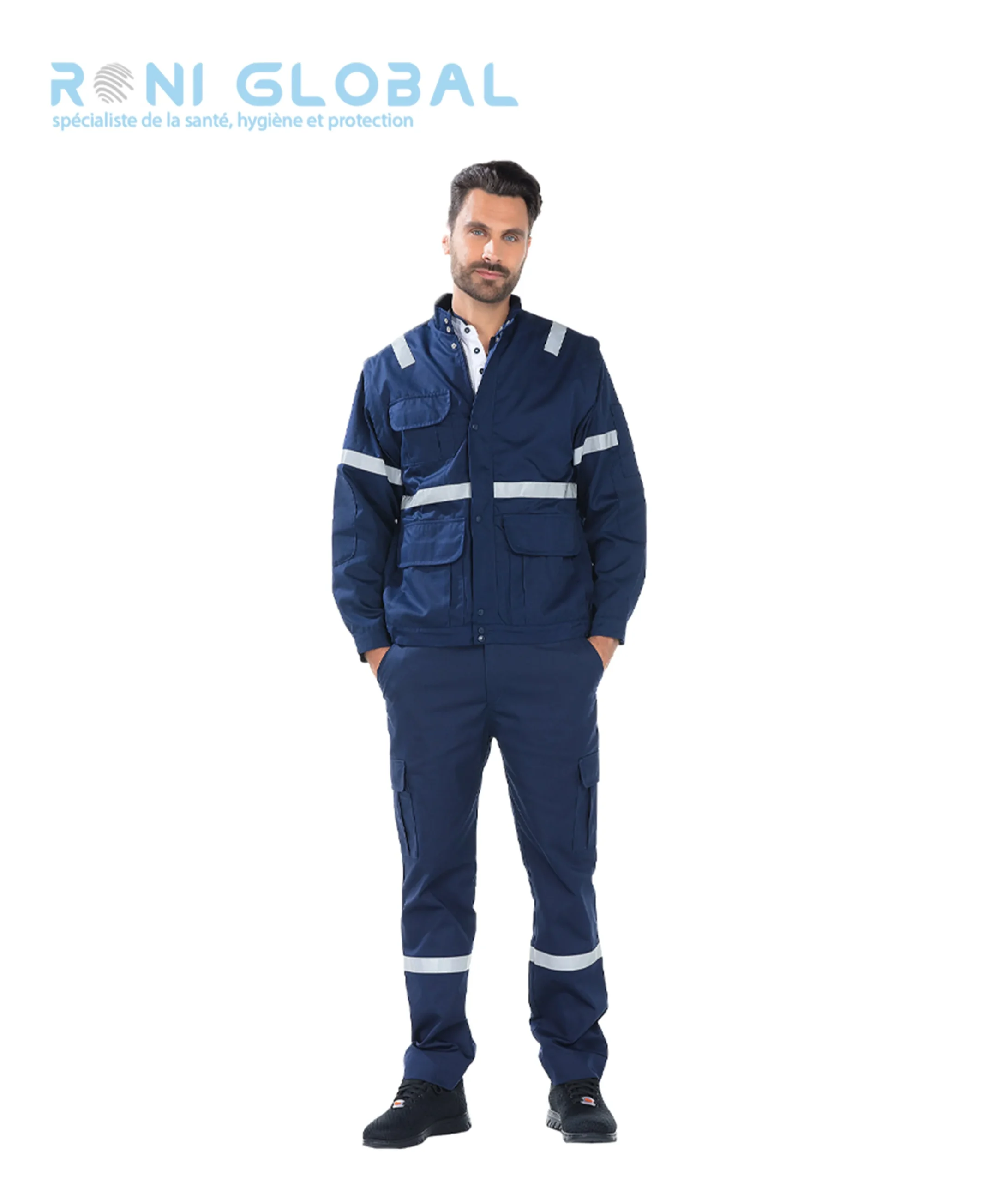 Blouson ambulancier unisexe rétroréfléchissant en polyester et coton avec doublure polaire 5 poches - AMBULANCIER REMI CONFECTION – Image 2