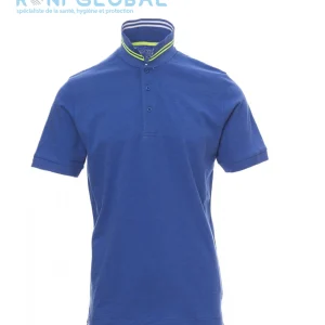 Polo de travail homme manches courtes avec rayures fluorescentes sur col, coupe droite en coton - NAUTIC PAYPER