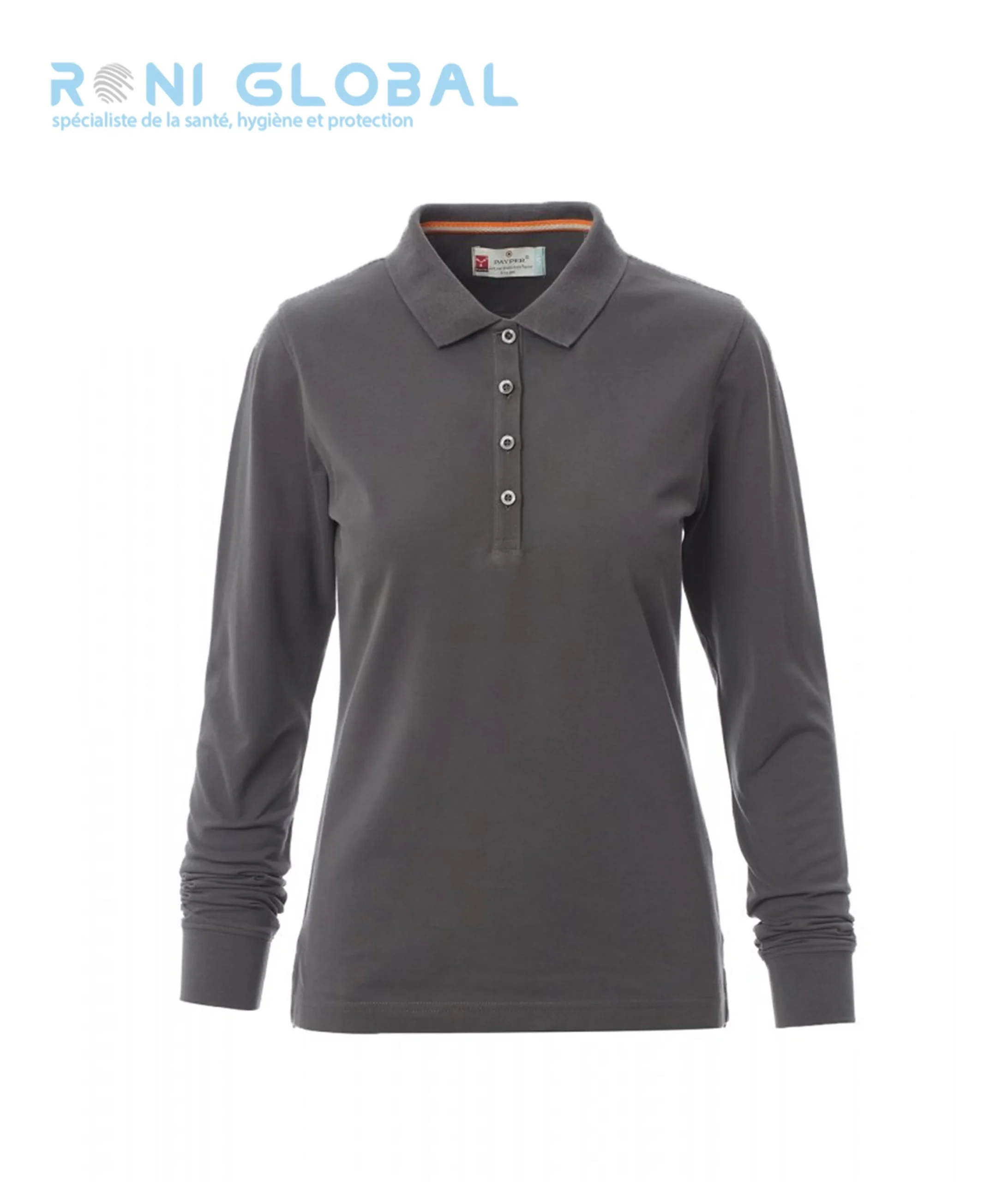 Polo de travail femme manches longues, coupe droite en coton - FLORENCE LADY PAYPER – Image 3