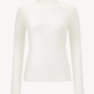 Top à col roulé ajouré en laine d'alpaga