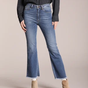 Olivia pantalone 5 tasche donna in denim stretch con fondo a trombetta slim fit