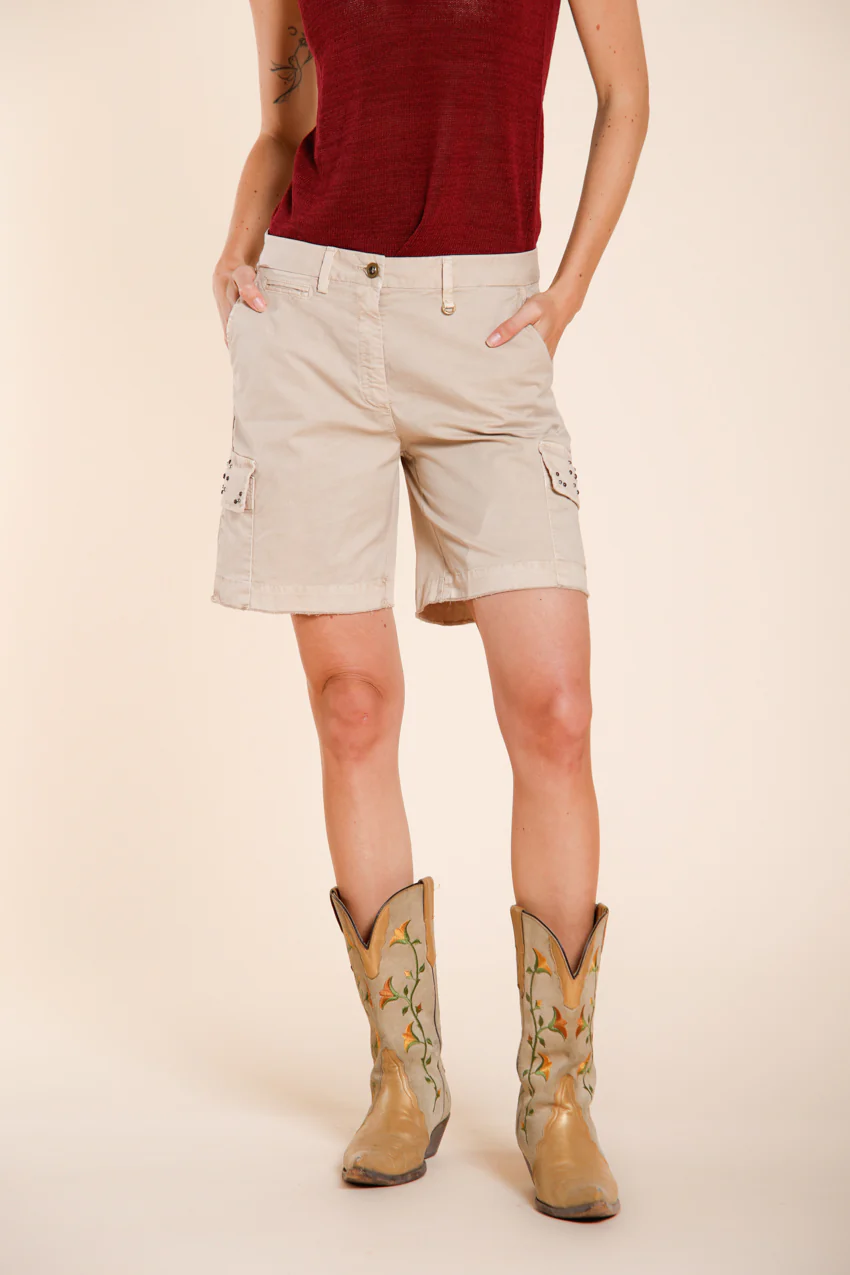 Chile bermuda cargo donna in twill leggero stretch slim fit – Image 3