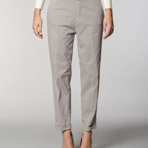 New York Cozy pantalone chino donna in gabardina carrot  fit