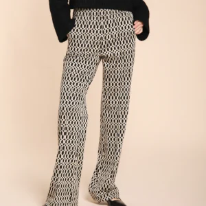 Easy Straight pantalone chino donna in jersey con disegno rombo straight fit