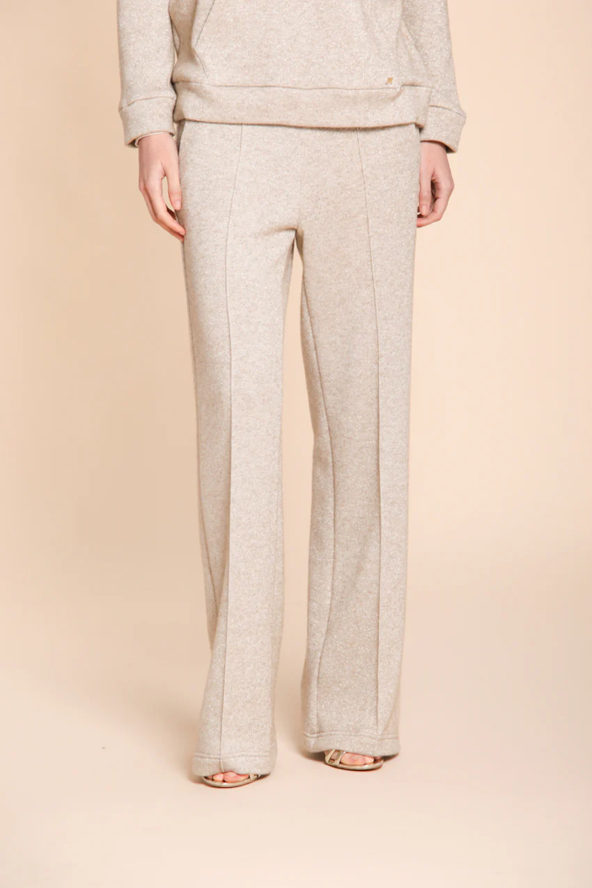 Easy Straight pantalone chino donna in jersey con lurex straight fit