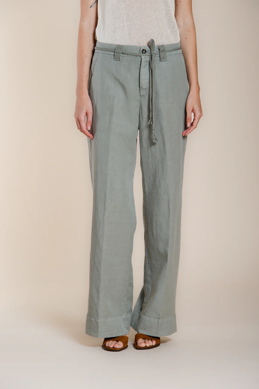 New York Studio pantalone chino donna in twill di cotone e lino straight fit