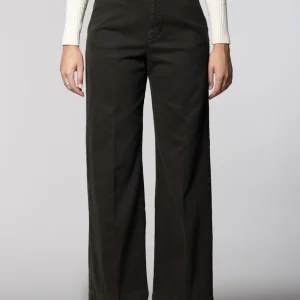 New York Studio pantalone chino donna in cotone lana wide leg
