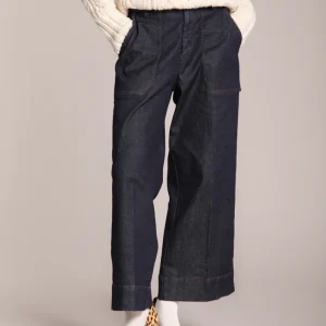 Dallas Wide pantaloni cargo donna in denim stretch wide leg
