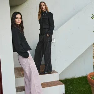 Dallas Wide pantaloni cargo donna in gabardina wide leg