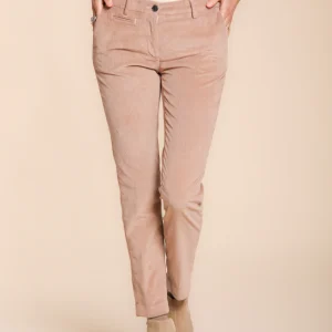 New York Slim pantalone chino donna in velluto a coste slim fit ①