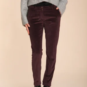 New York Slim pantalone chino donna in velluto a coste slim fit ①