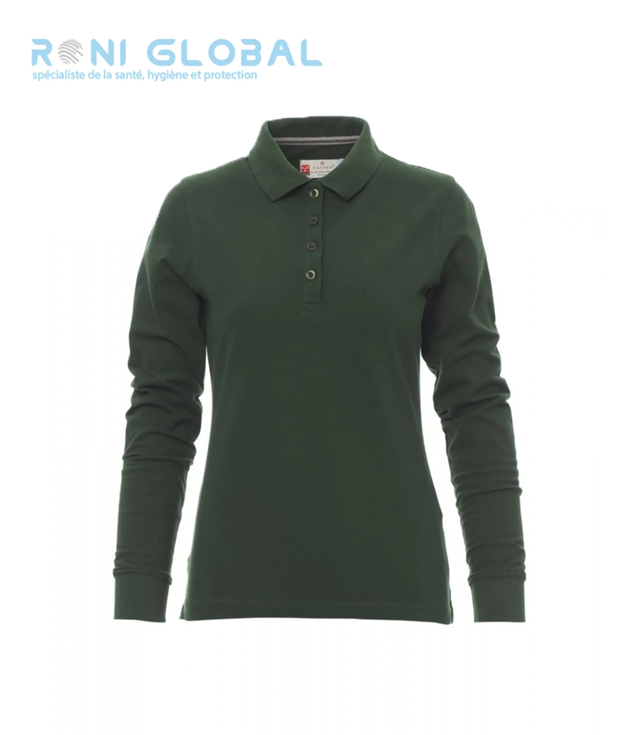 Polo de travail femme manches longues, coupe droite en coton - FLORENCE LADY PAYPER – Image 4