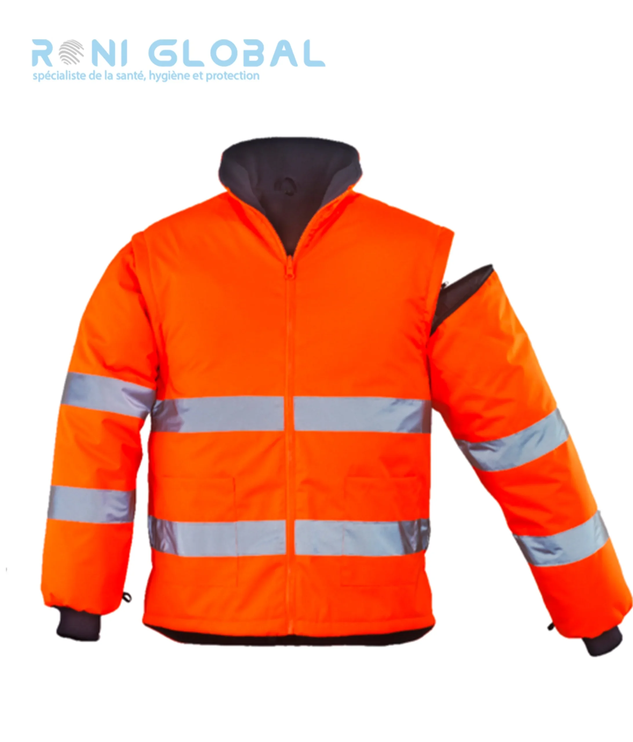 Parka de travail 4en1 haute visibilité anti-froid thermique en polyester enduit polyuréthane CLASS 3 - ROADWAY 4/1 COVERGUARD – Image 4