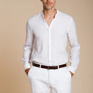 Porto camicia uomo in tela lino ①