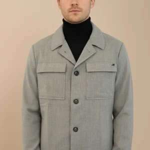 Firenze overshirt uomo foderata in lana unita