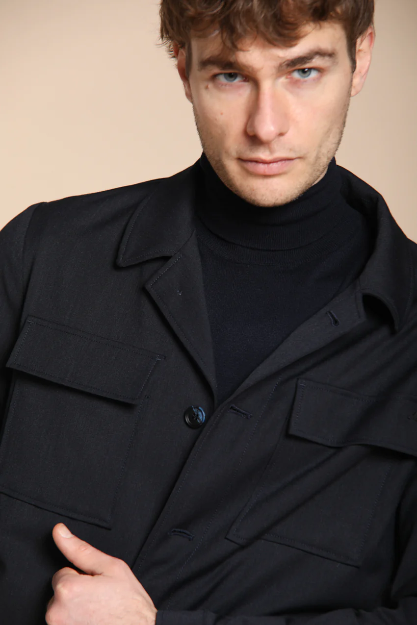 Firenze overshirt uomo foderata in lana unita – Image 3