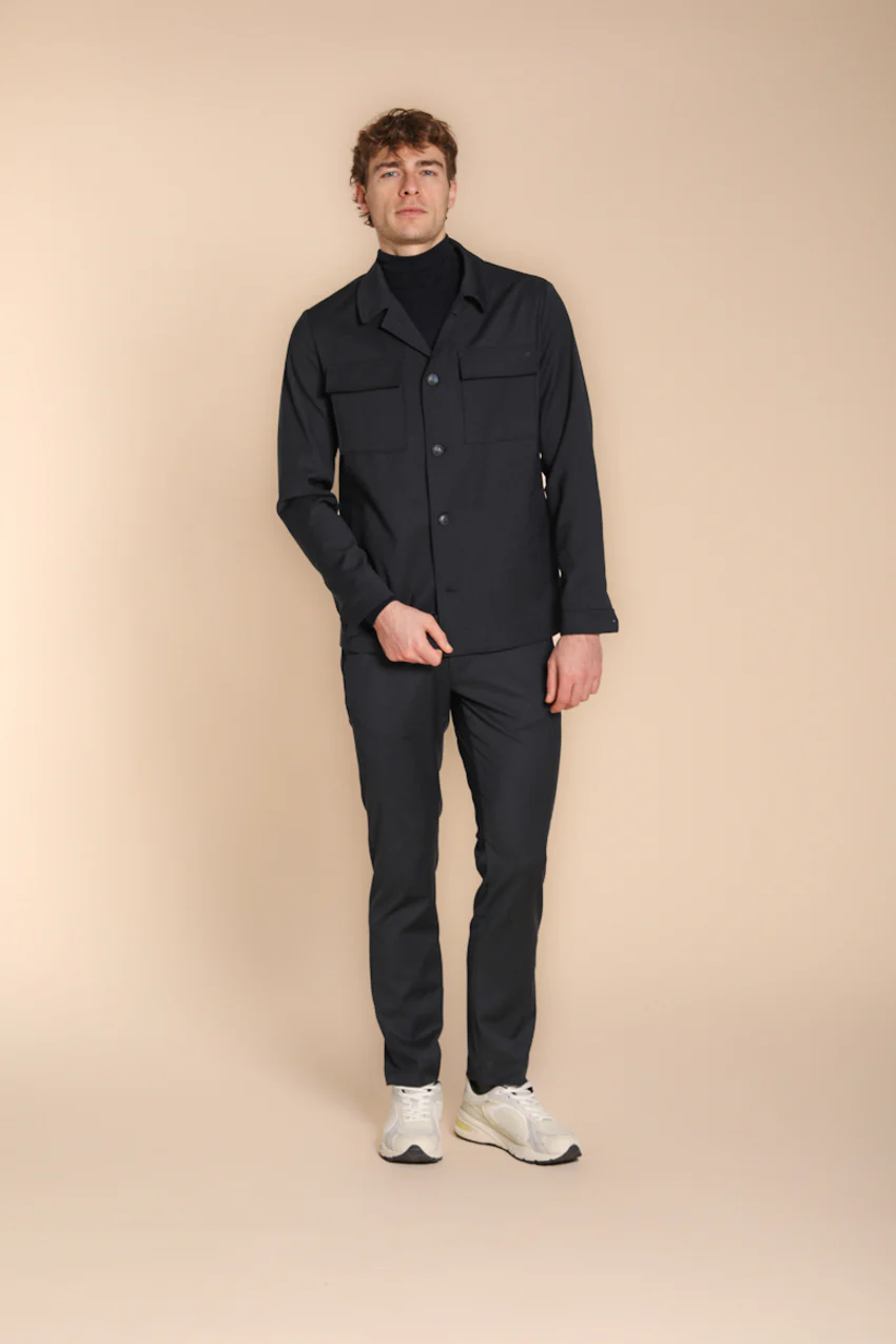 Firenze overshirt uomo foderata in lana unita – Image 4