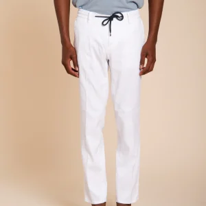 Milano Jogger pantalone chino uomo in twill di lino e cotone extra slim fit