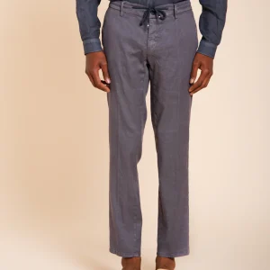 Milano Jogger pantalone chino uomo in twill di lino e cotone extra slim fit