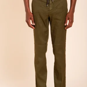 Milano Jogger pantalone chino uomo in twill di lino e cotone extra slim fit