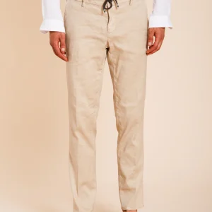 Milano Jogger pantalone chino uomo in twill di lino e cotone extra slim fit